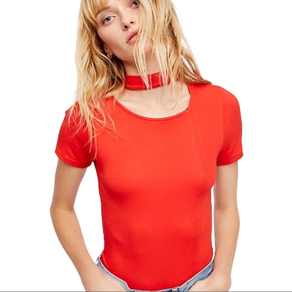Free People Tops - NWT Free People Flame Choker Short Sleeve Tee